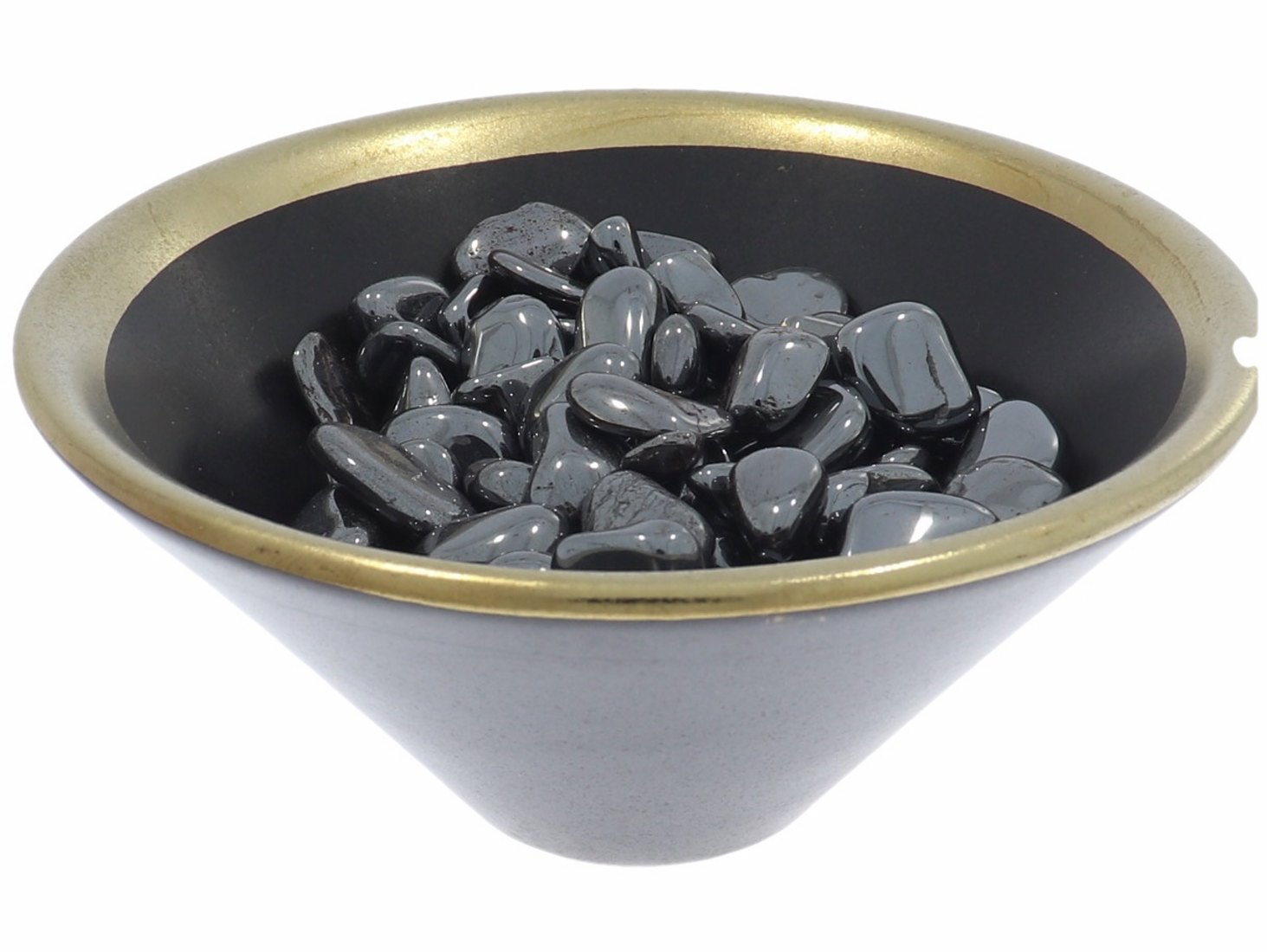100mm Schale Keramik - Goldrand - Hämatit Bergkristall Amethyst Chips Be- und Entladen