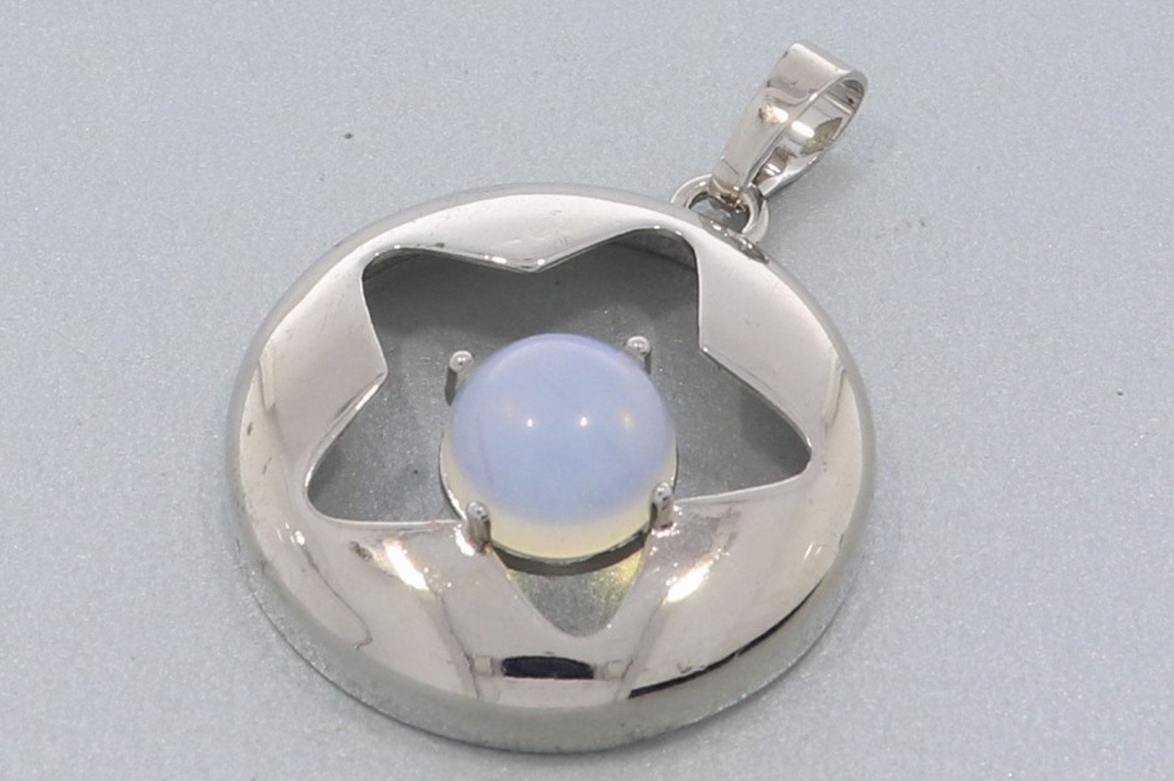 Opal Glas Stern Schmuck Anhänger Öse silber farben 38x28mm HS1190