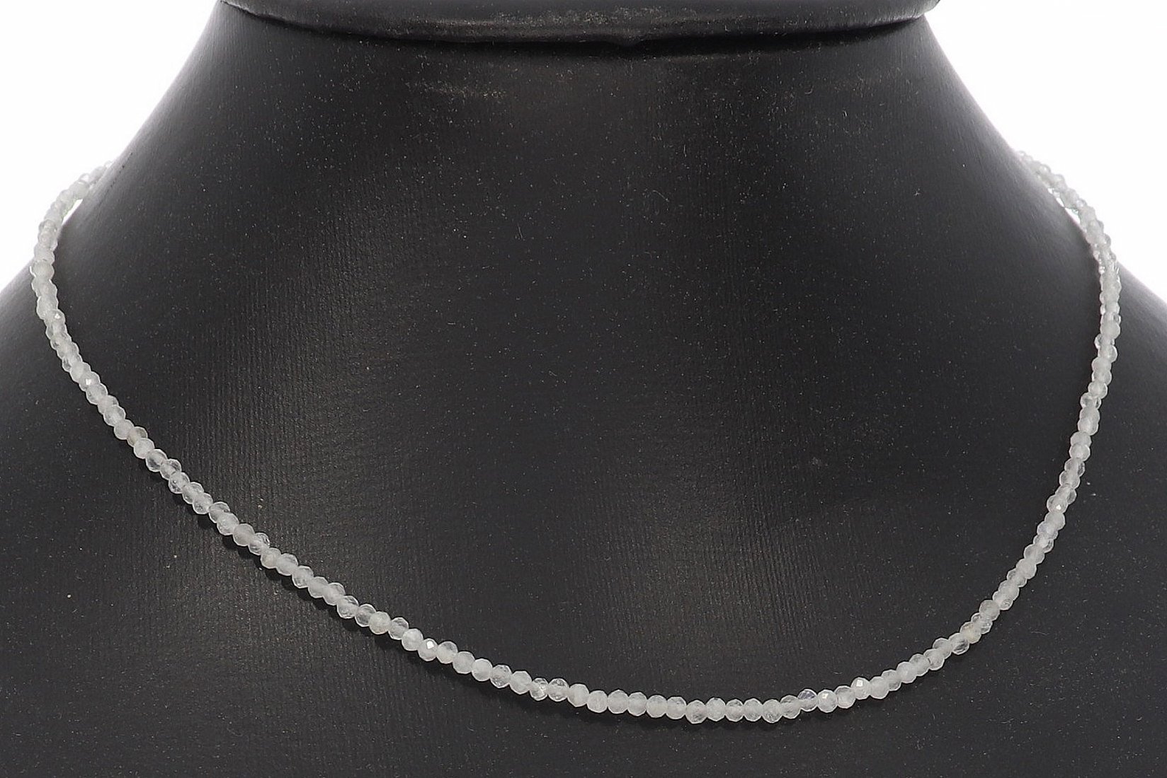 Regenbogen Mondstein Kugel Halskette facettiert Silber farben 2mm - 40-45cm Kettenverlängerer KK334