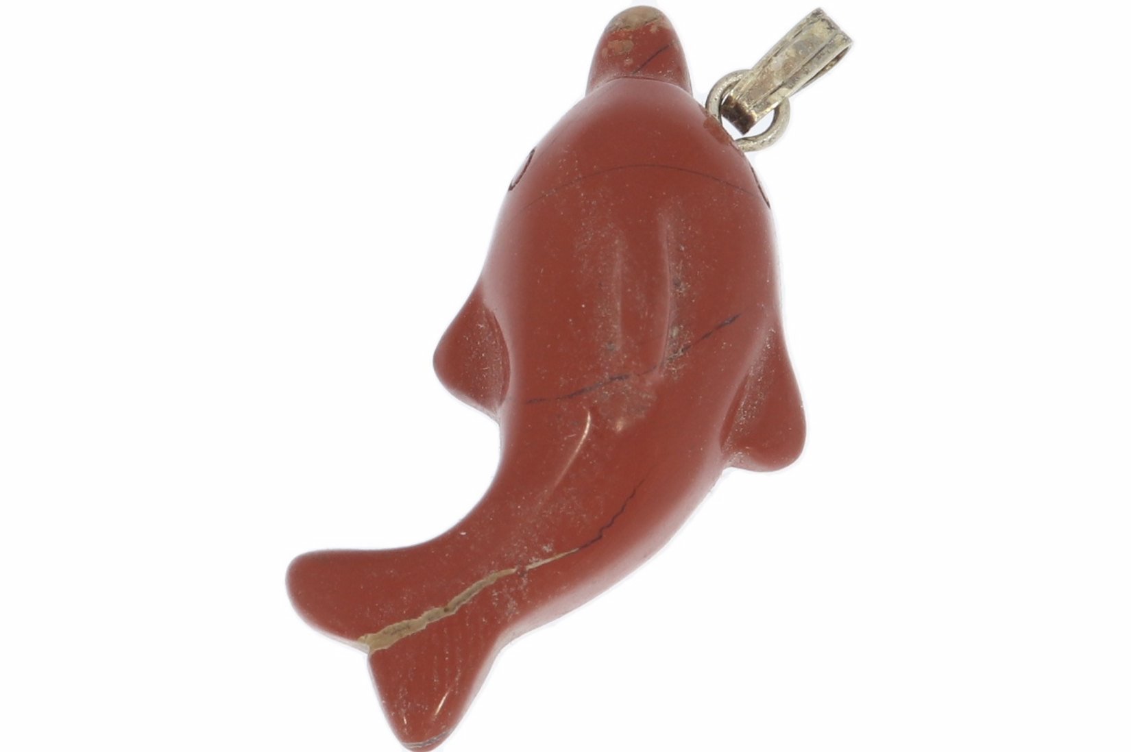 Jaspis rot Delphin Schmuck Edelstein Anhänger mit Silber Öse 33x15mm HS751