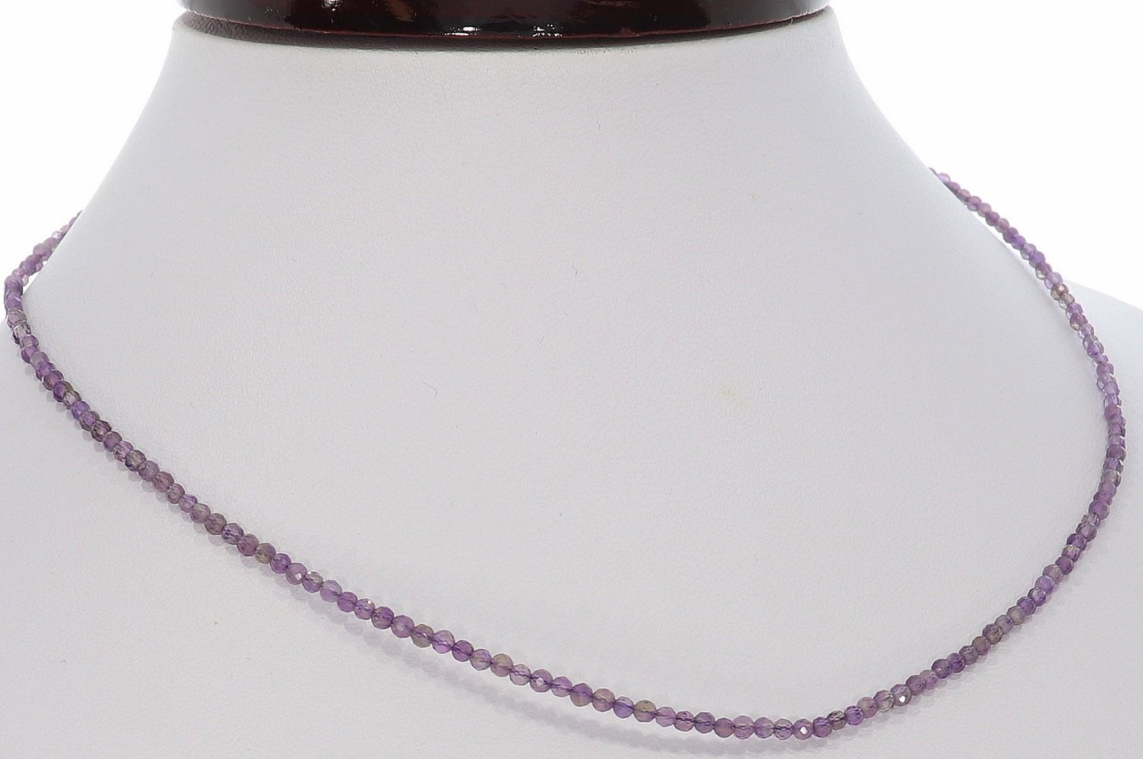Amethyst Kugel Halskette facettiert Silber farben 2mm - 40-45cm Kettenverlängerer KK318