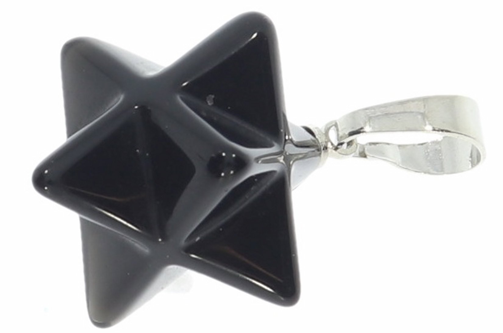 Obsidian Merkaba Stern Schmuck Anhänger Öse silber farben 15x15mm HS1512