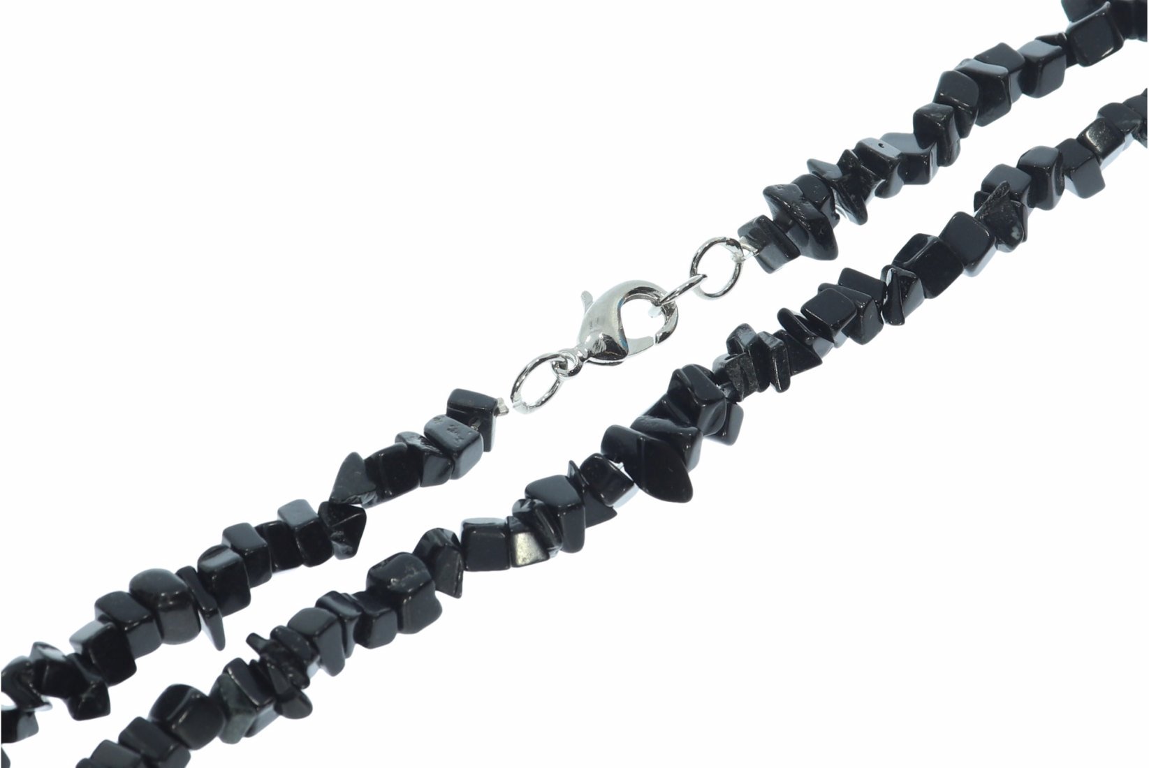 Onyx Splitter Schmuck Halskette Halsband Karabiner Silber 45cm SP1087