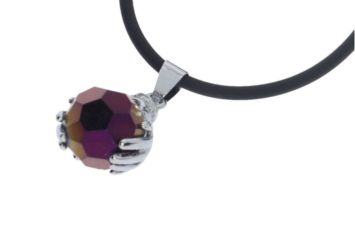purple crystal facettiert Lucky Hand Schmuck Edelstein Anhänger  silber farben & Öse - HS137