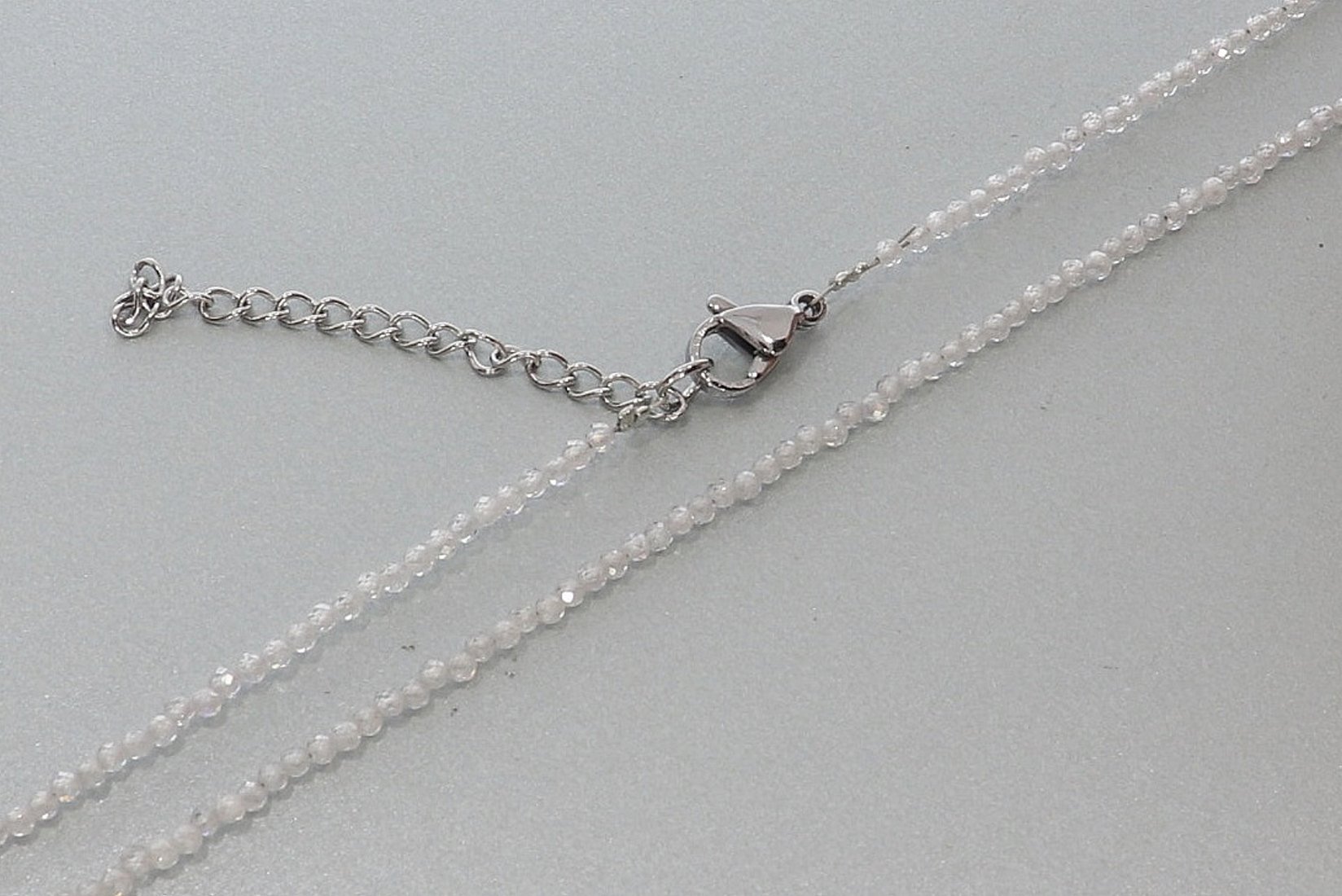 Zirkonia klar Kugel Halskette facettiert Silber farben 2mm - 40-45cm Kettenverlängerer KK331
