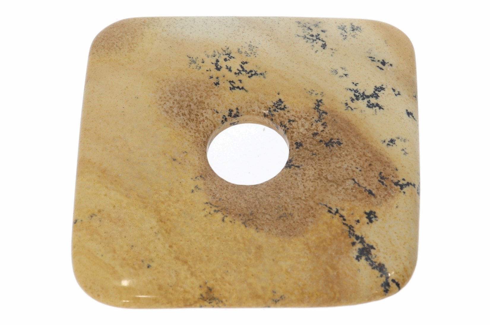 UNIKAT - Landschafts Jaspis viereck Donut Schmuck Mineralien Anhänger 50mm - 28499