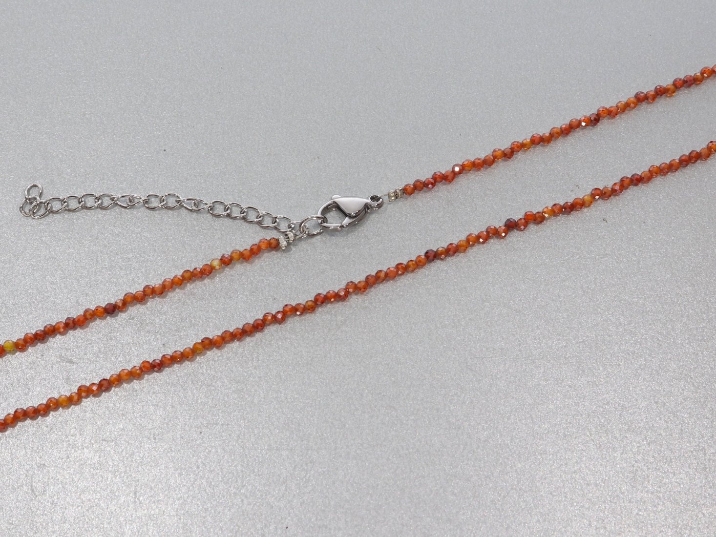 Zirkonia orange Kugel Halskette facettiert Silber farben 2mm - 40-45cm Kettenverlängerer KK351