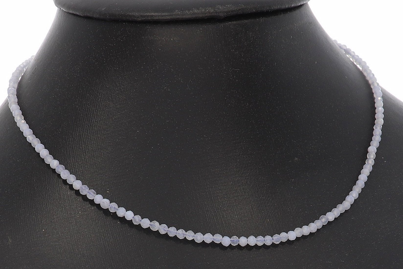 Chalcedon Kugel Halskette facettiert Silber farben 3mm - 40-45cm Kettenverlängerer KK327