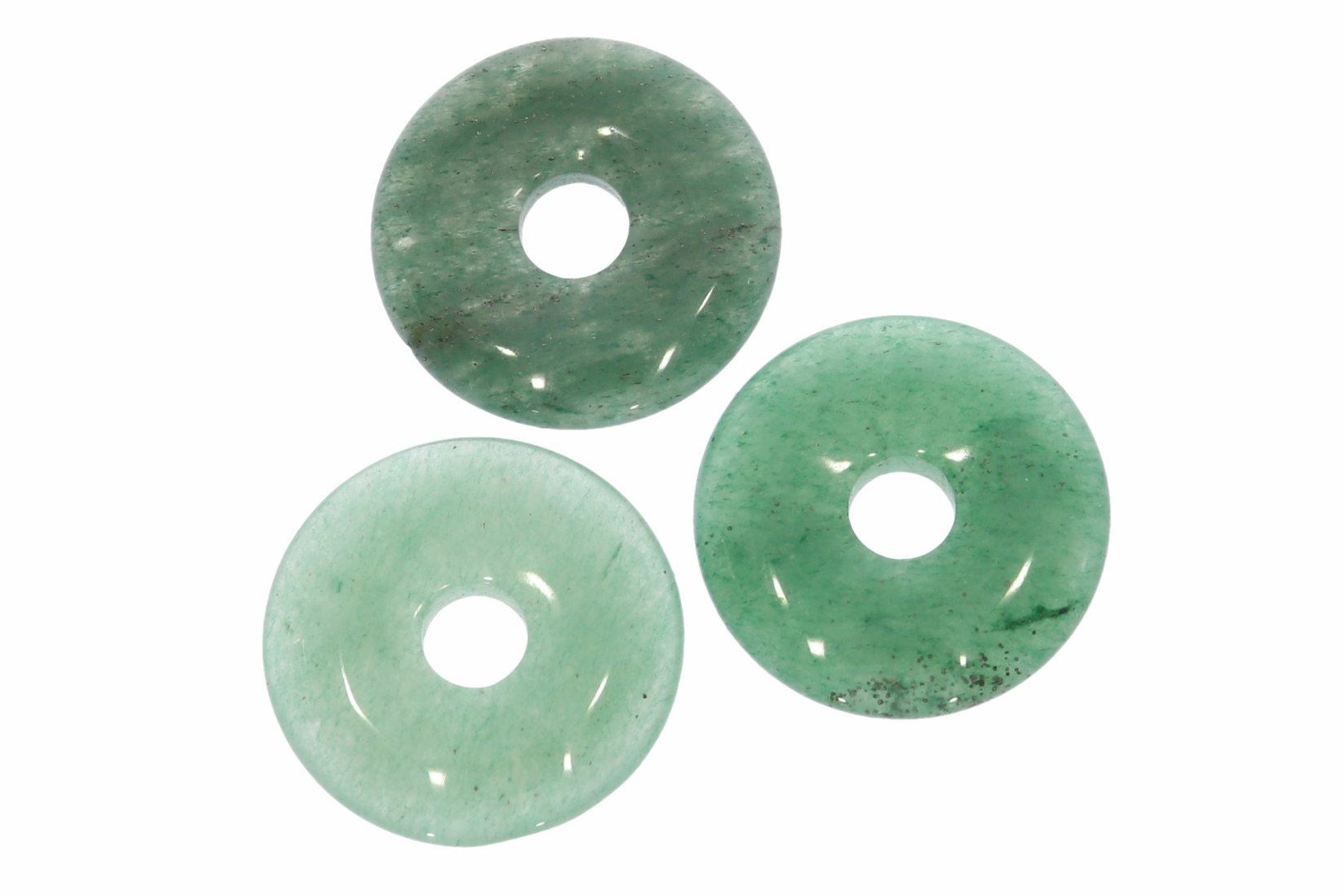 Aventurin grün Donut Schmuck Anhänger 20mm & Donut Halter Silber HS1582