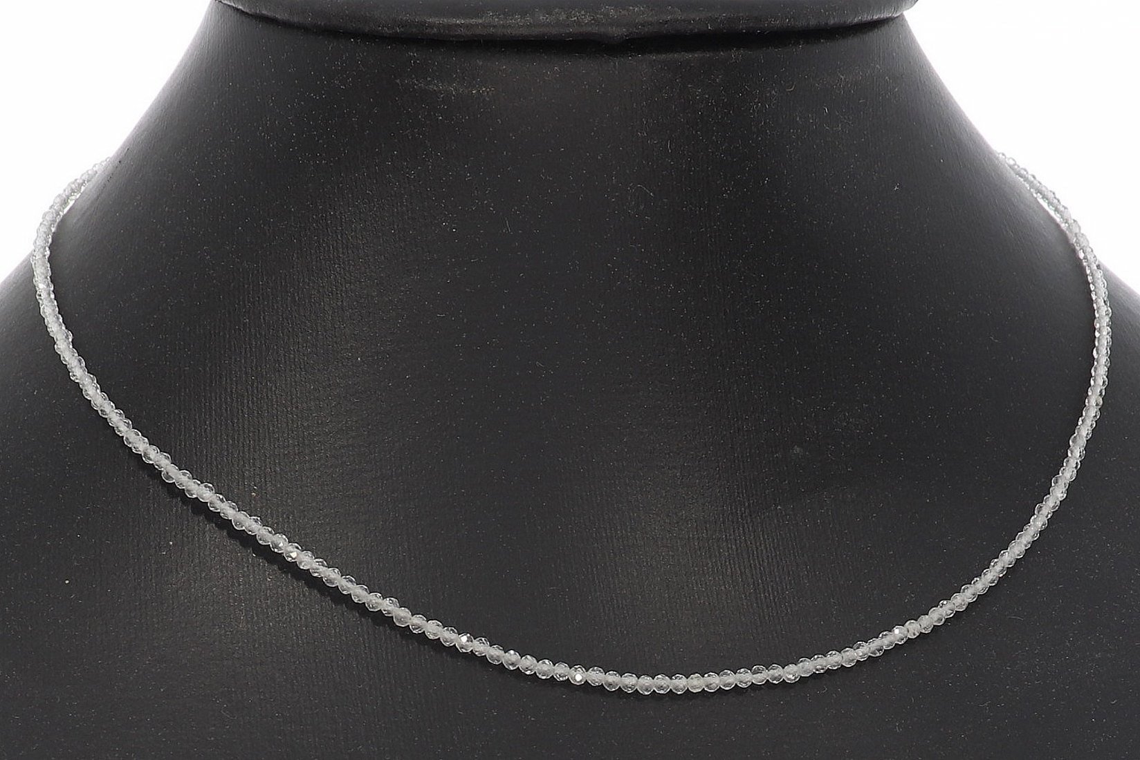 Topas Kugel Halskette facettiert Silber farben 2mm - 40-45cm Kettenverlängerer KK335