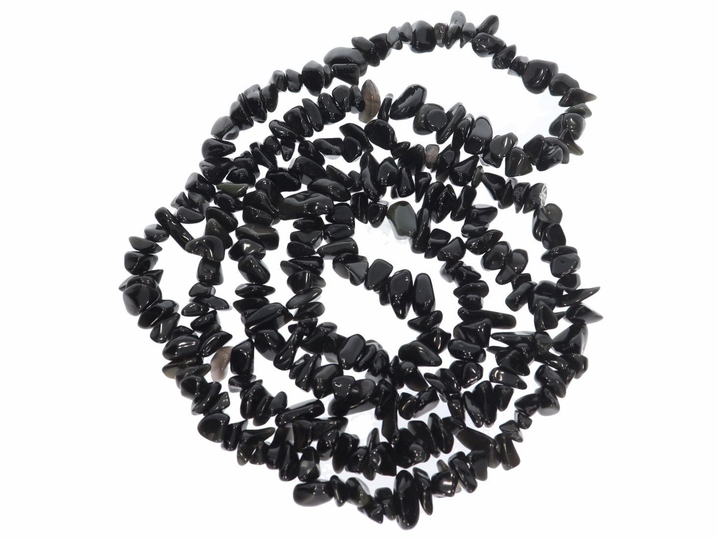 Obsidian schwarz Splitter Schmuck Halskette Halsband endlos 85-90cm SP1118