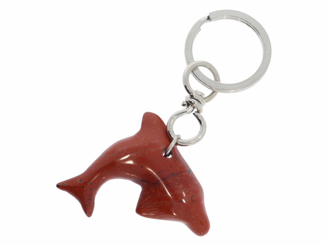 Delphin Schlüssel Anhänger aus rotem Jaspis 55x40mm Silber HS602