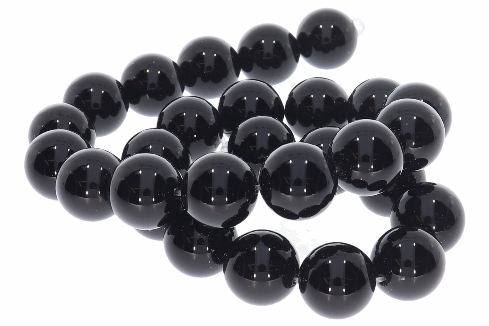 14S151 - Obsidian schwarz Edelstein Kugel Strang Schmuckherstellung 14mm/ 40cm