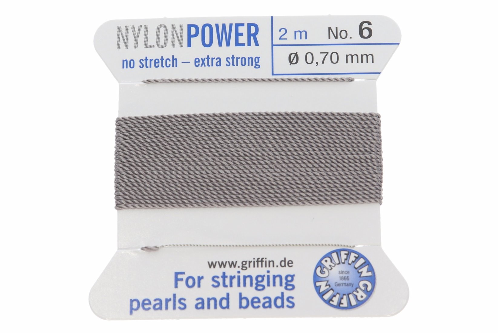 Perlseide grau - Nylon Power strong 200cm verschiedene Stärken
