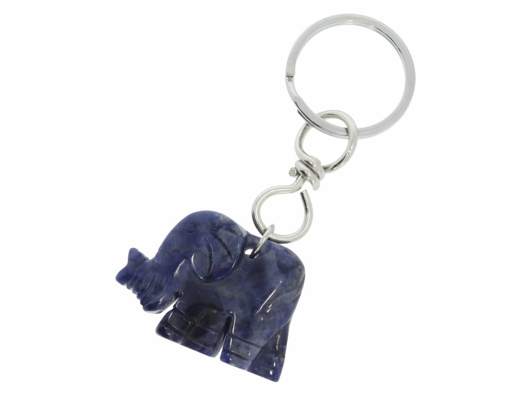 Elefant Schlüssel Anhänger aus Sodalith 40x30 Silber HS592