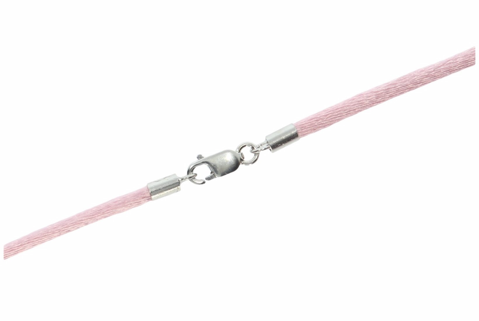 Seidenband Halsband 3mm & 925er Sterling Silber Karabiner - Farbe rose A256I