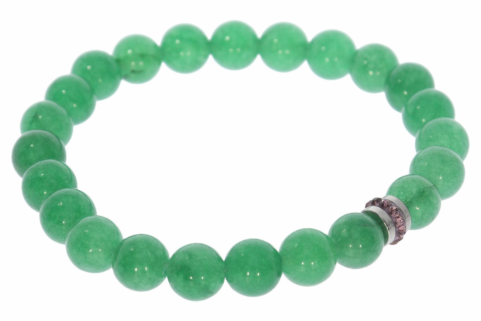 Achat grün Kugel Stretch Armband Strass Flieder - individuelle Größe AB130