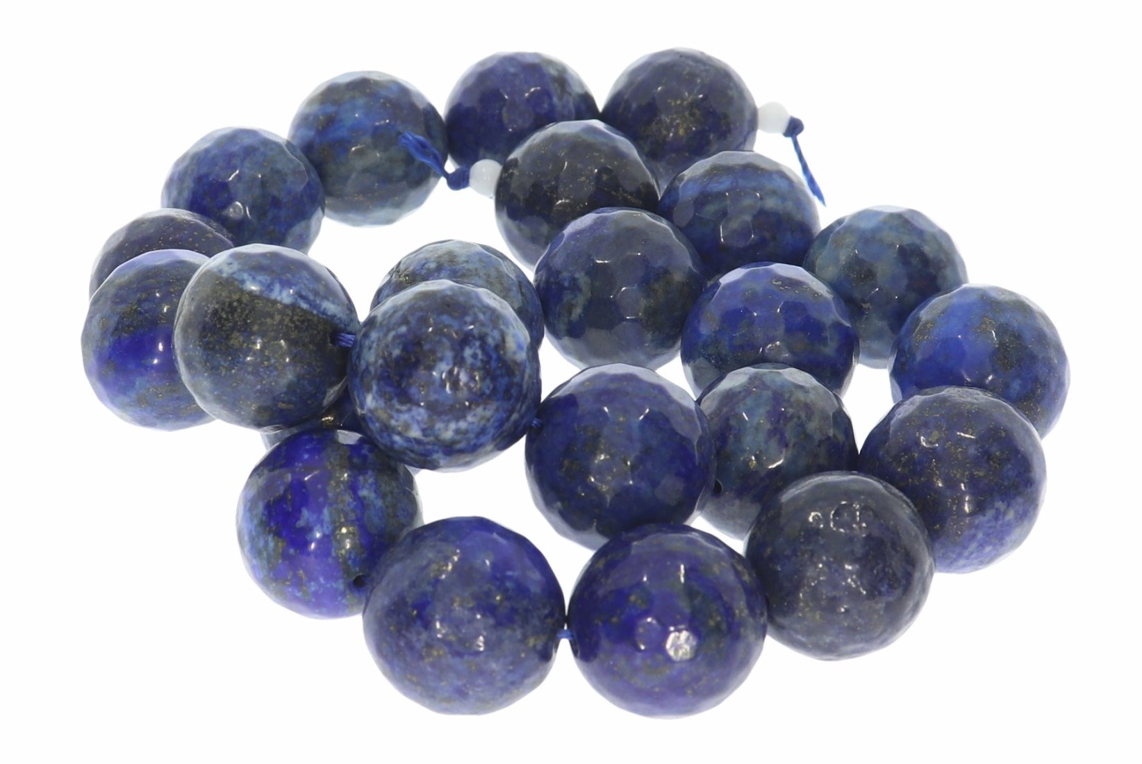18S102 - Ø 18mm Lapis Lazuli facettiert Kugel Strang Mineralien Edelstein