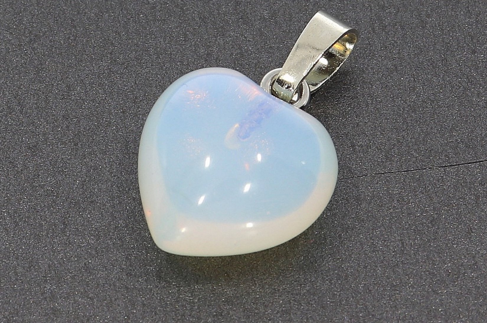 Opal Glas Herz Schmuck Anhänger mit Silber farbene öse 15x15mm - HS432
