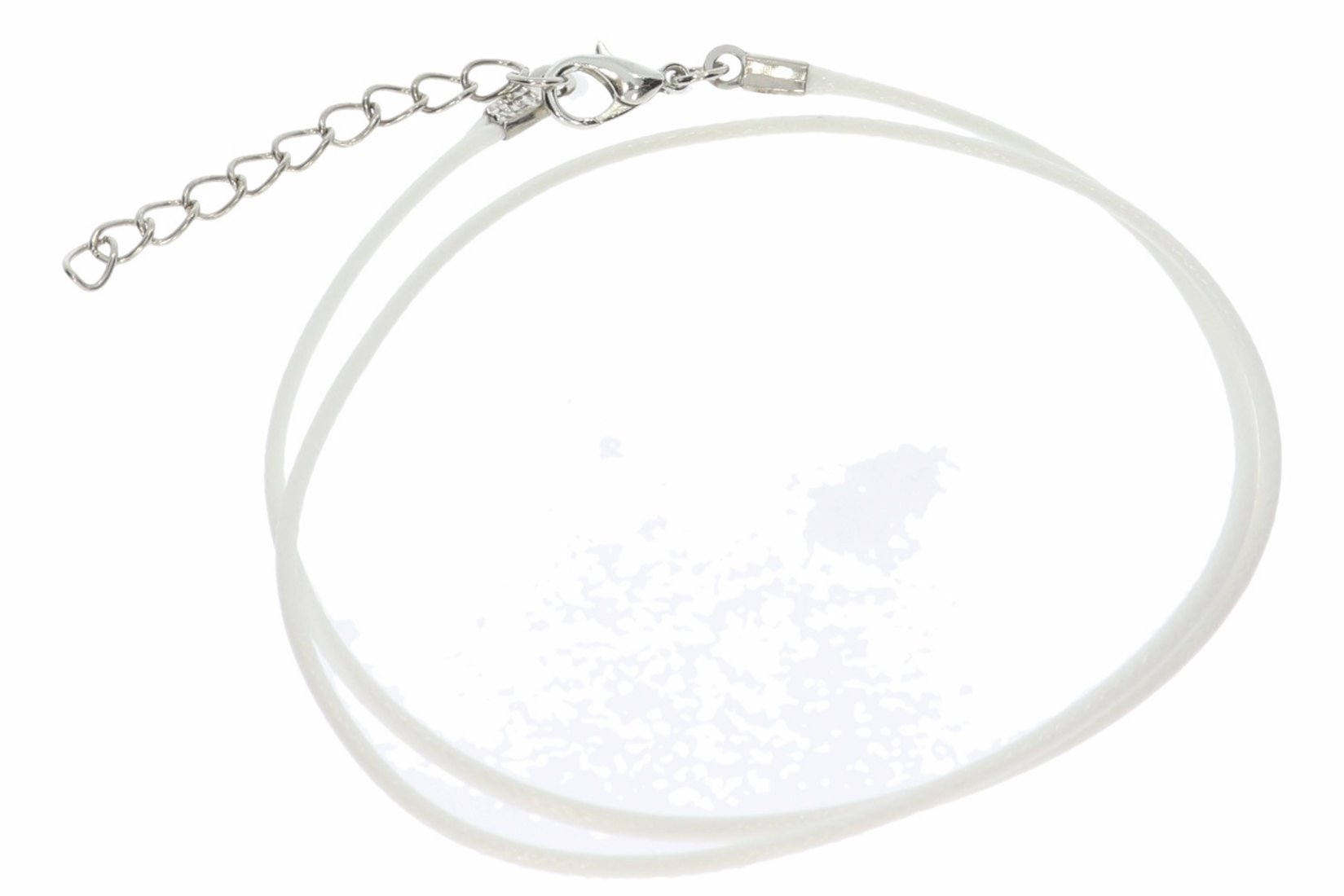 Weiß   - Baumwollband Halskette mit Edelstahl Karabiner 45-50cm - A240F