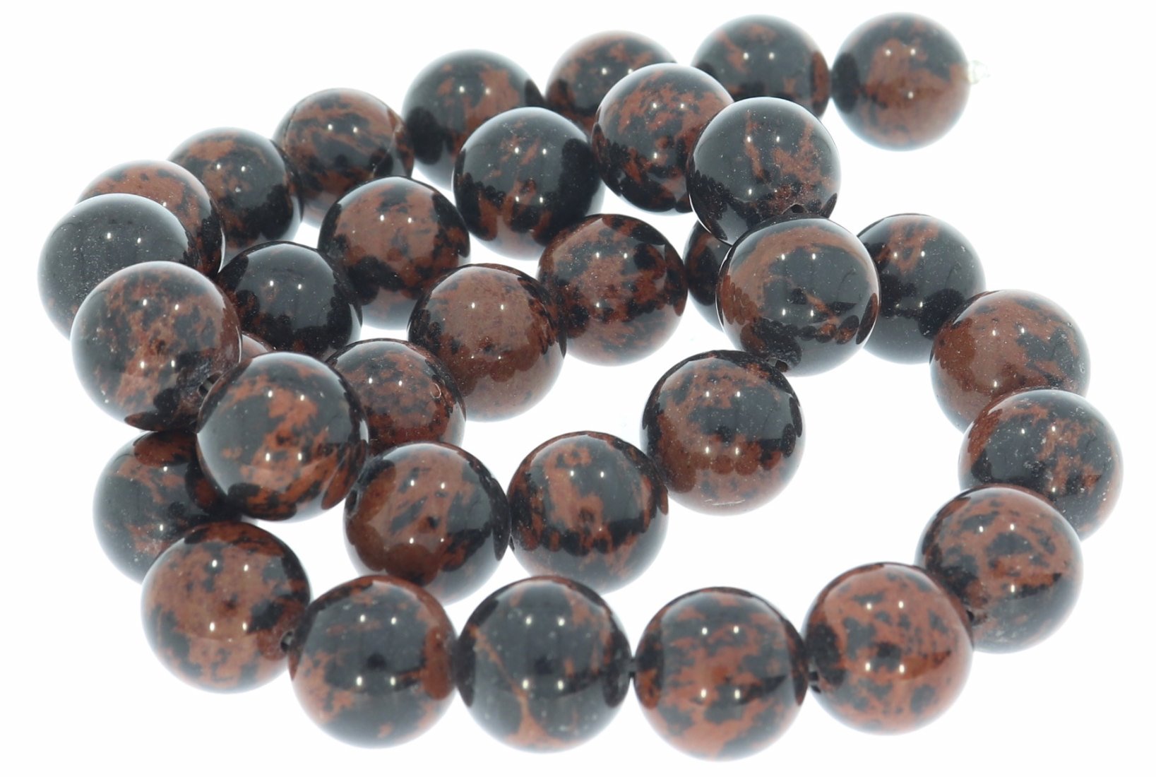 12S155 - Ø 12mm Mahagoni Obsidian Kugel Strang Mineralien Edelstein