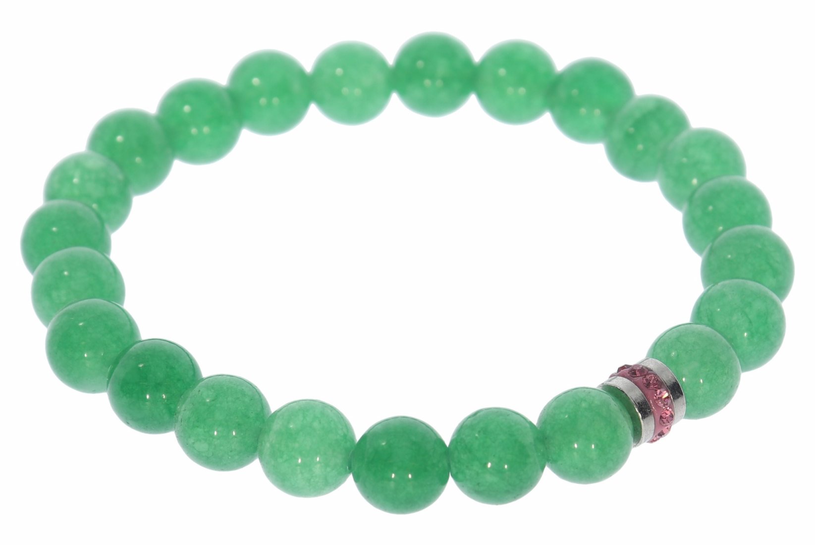 Achat grün Kugel Stretch Armband Strass rosa - individuelle Größe AB118