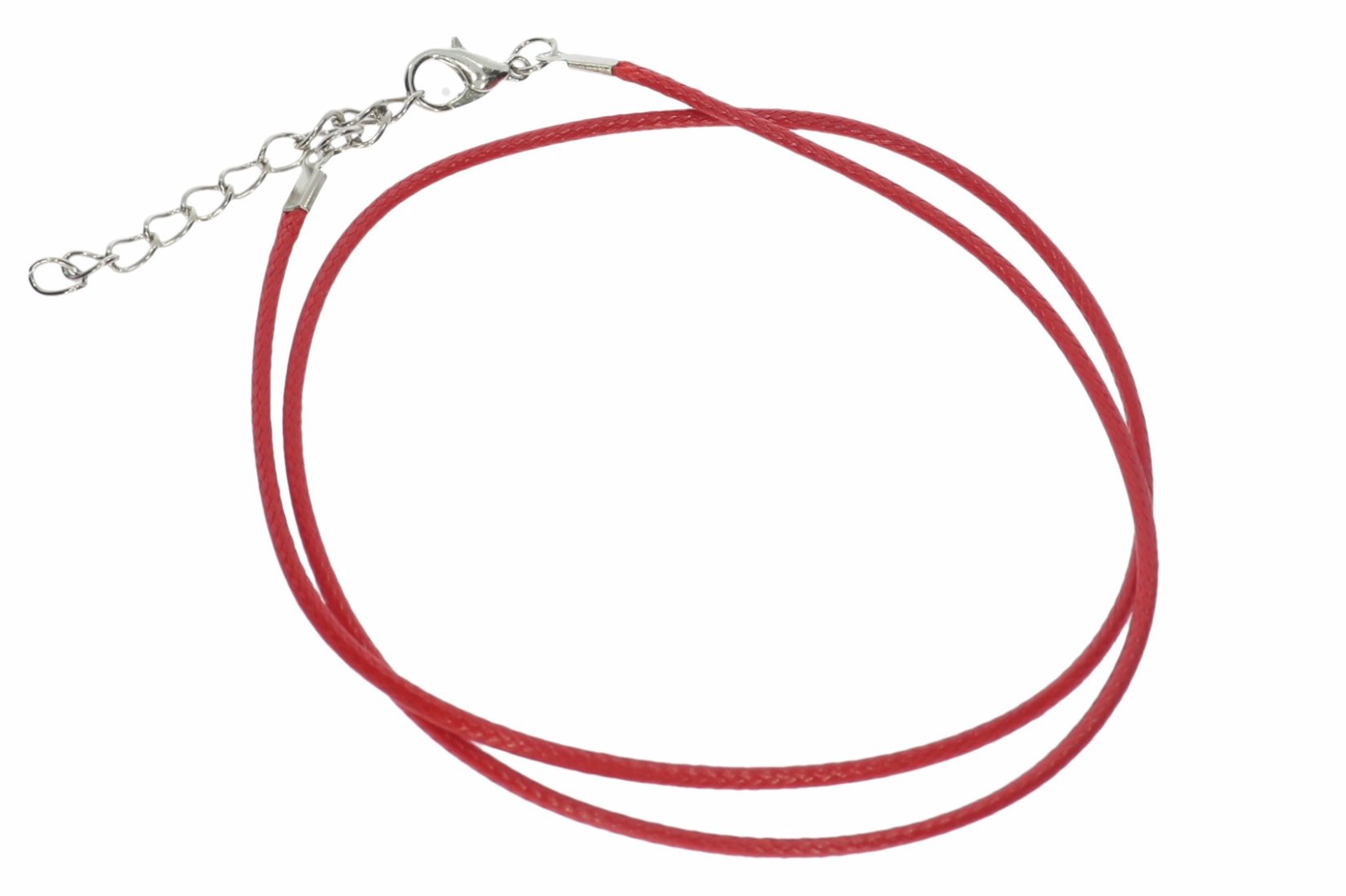 Rot - Baumwollband Halskette mit Edelstahl Karabiner 45-50cm - A240G