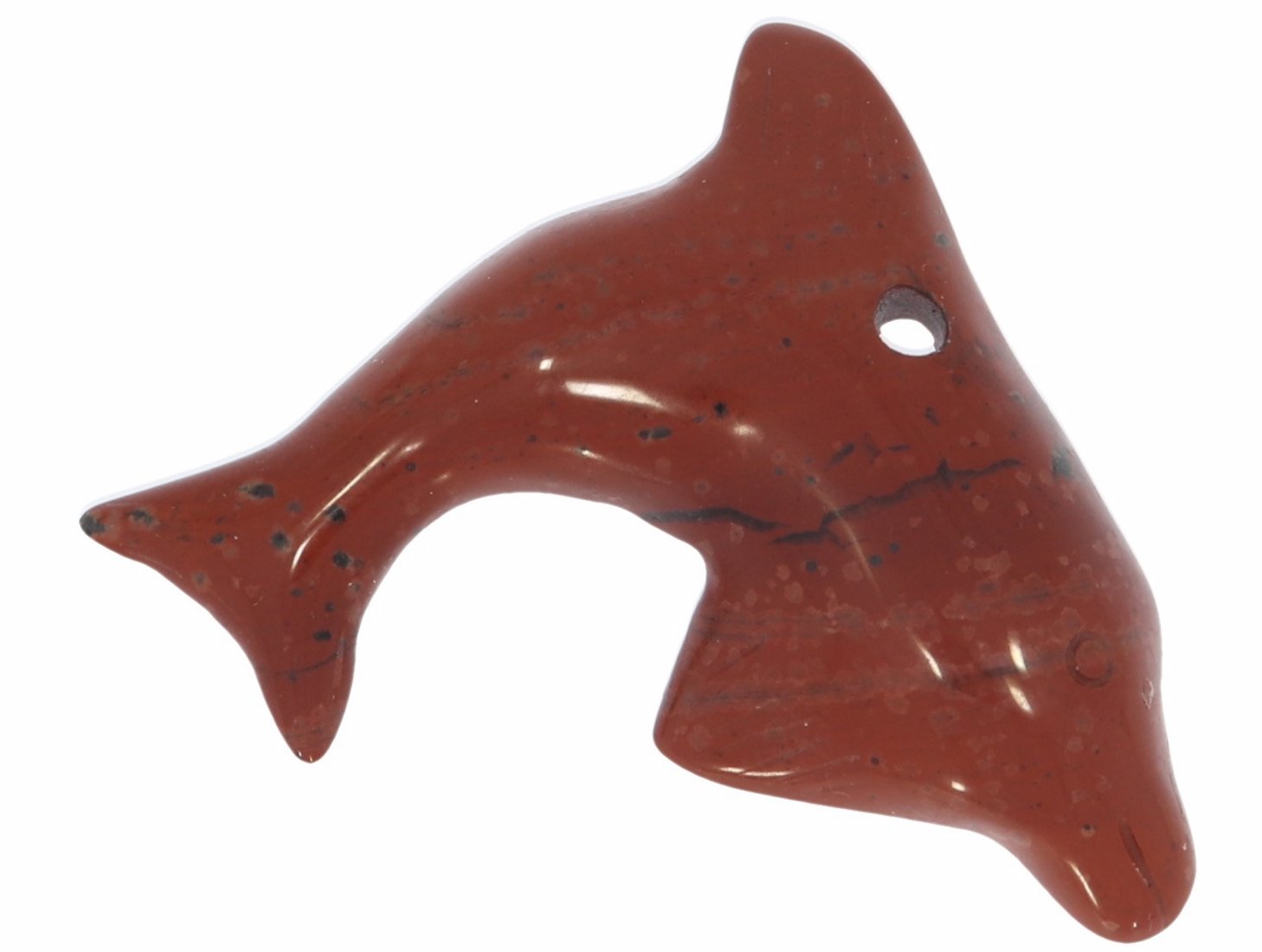 Delphin Anhänger aus rotem Jaspis front gebohrt 48x27mm HS602