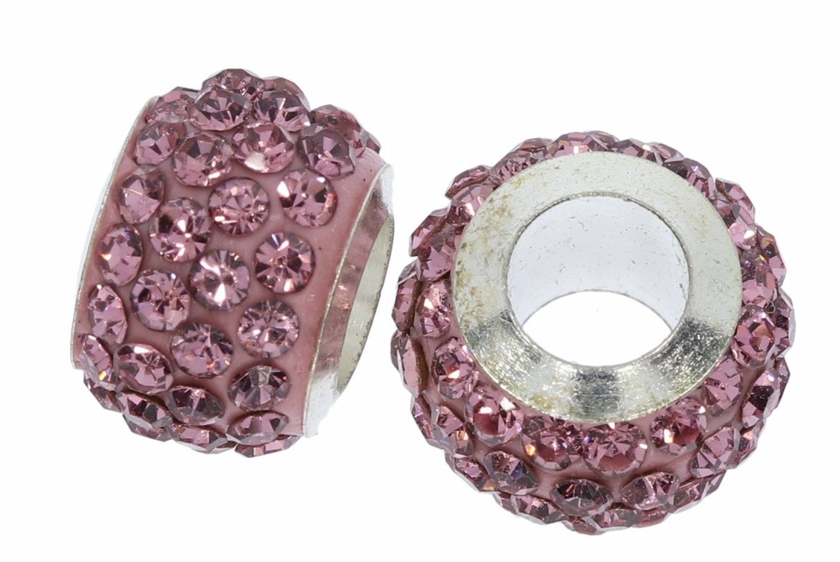 Schmuck Element aus Aluminium & Strass Perle rosa 12mm - VS169