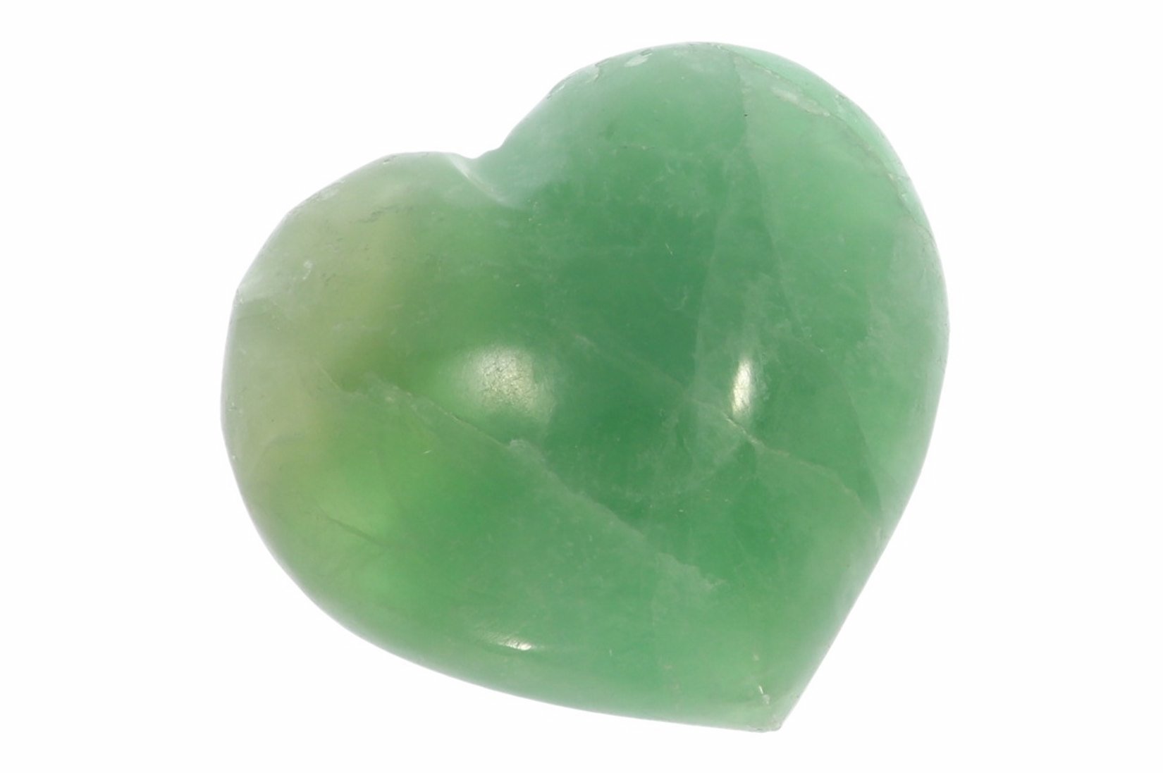 Unikat - großes  Herz grüner Fluorit Ø 71x67mm Handschmeichler Taschenstein 41746