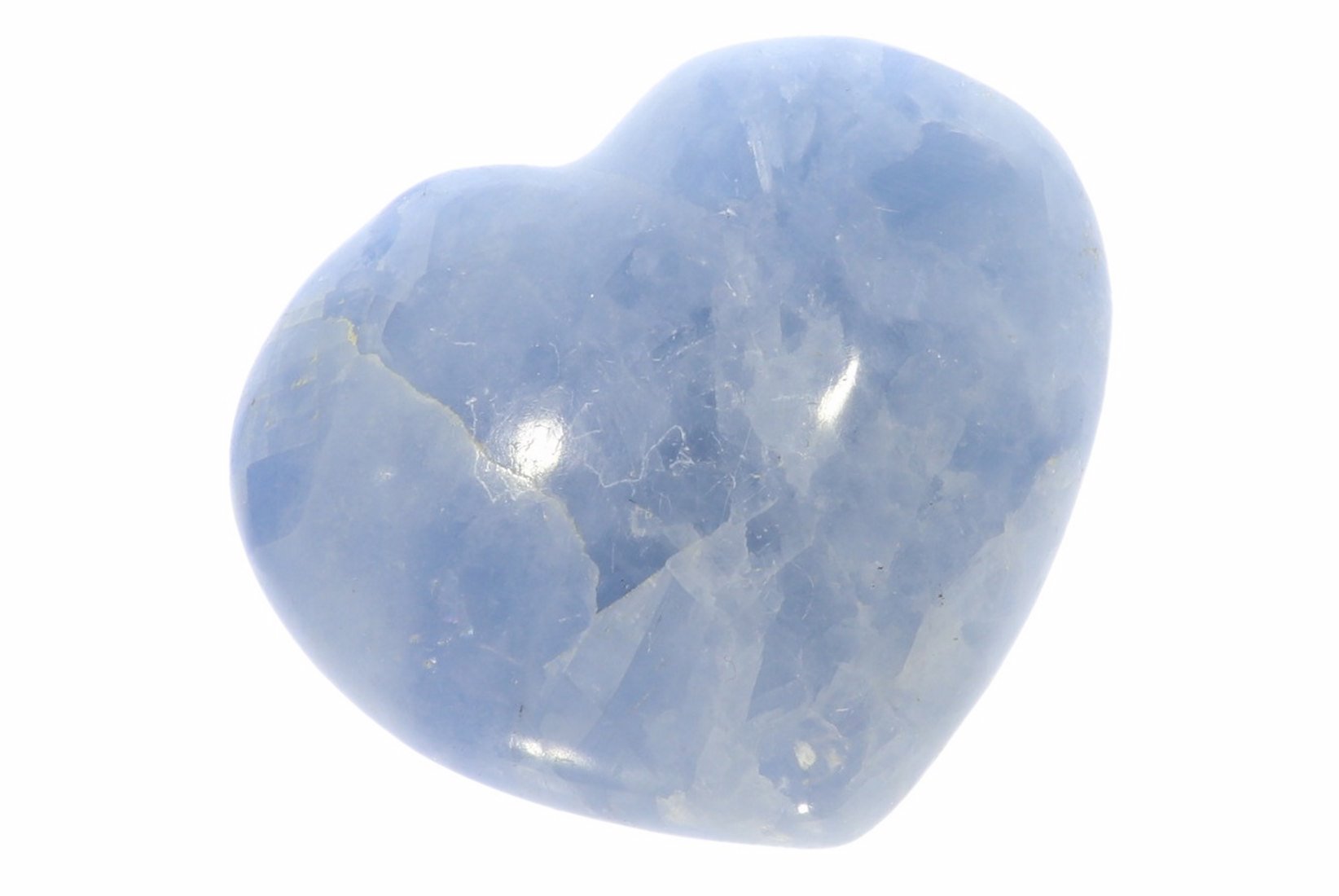 Unikat - großes  Herz blauer Calcit Ø 80x67 mm Handschmeichler Taschenstein 41804