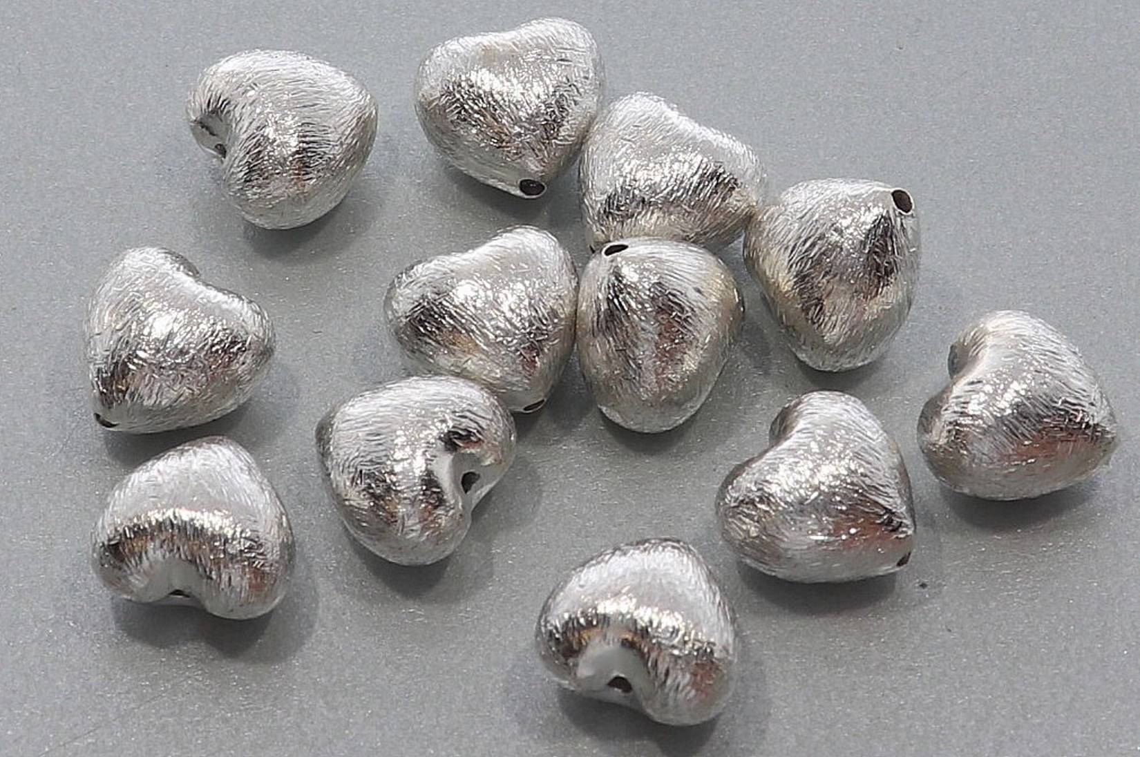 925er Sterling Silber Element Herz gebürstet 10x10mm mit Bohrung - S017