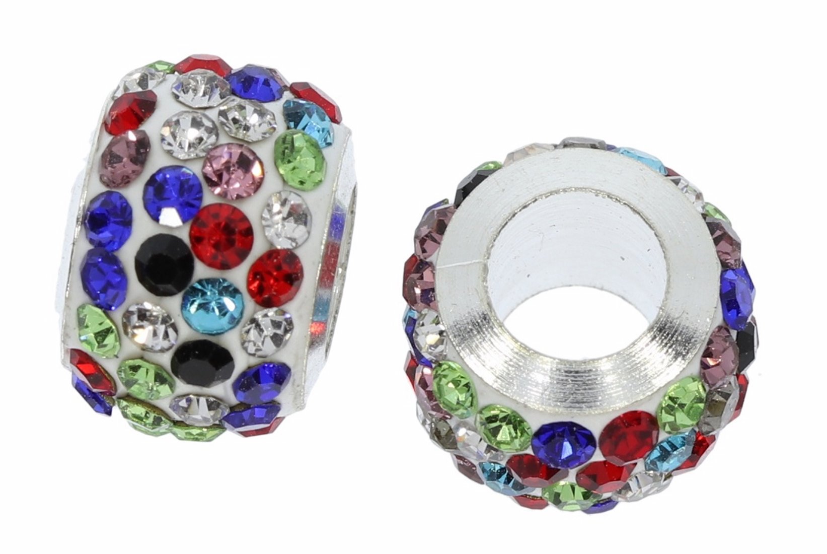 Schmuck Element aus Aluminium & Strass Perle Multicolor 12mm - VS170