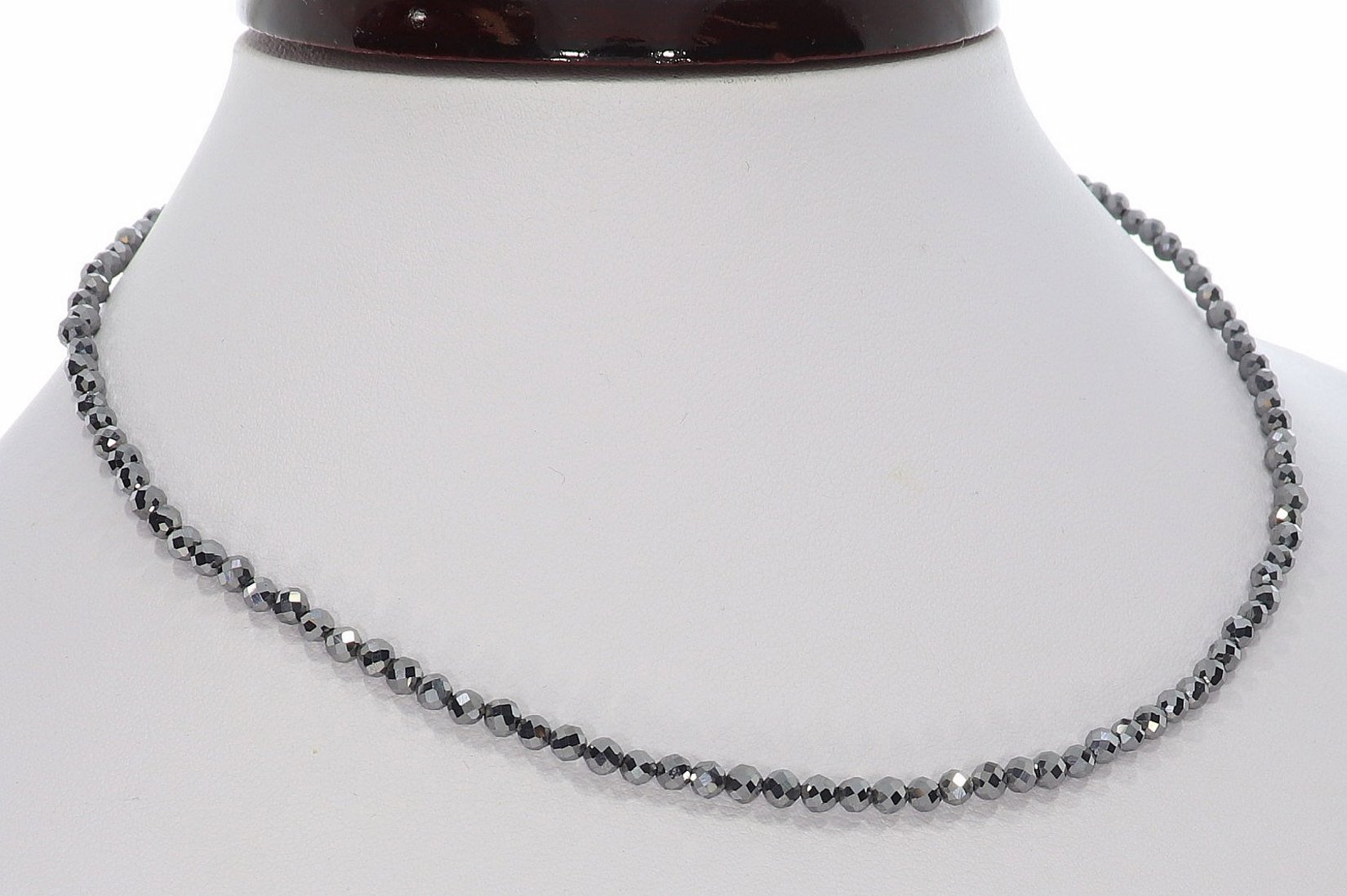 Terahertz Kugel Halskette facettiert Silber farben 4mm - 40-45cm Kettenverlängerer KK297