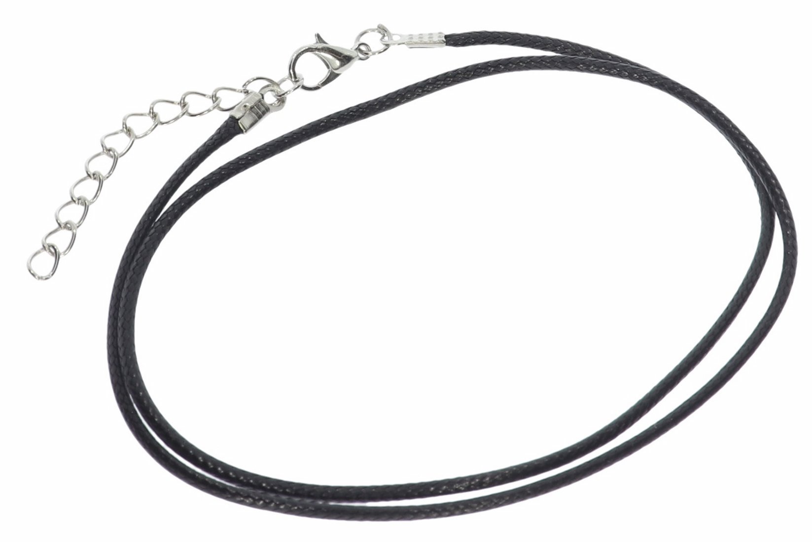 Schwarz - Baumwollband Halskette mit Edelstahl Karabiner 45-50cm - A241D