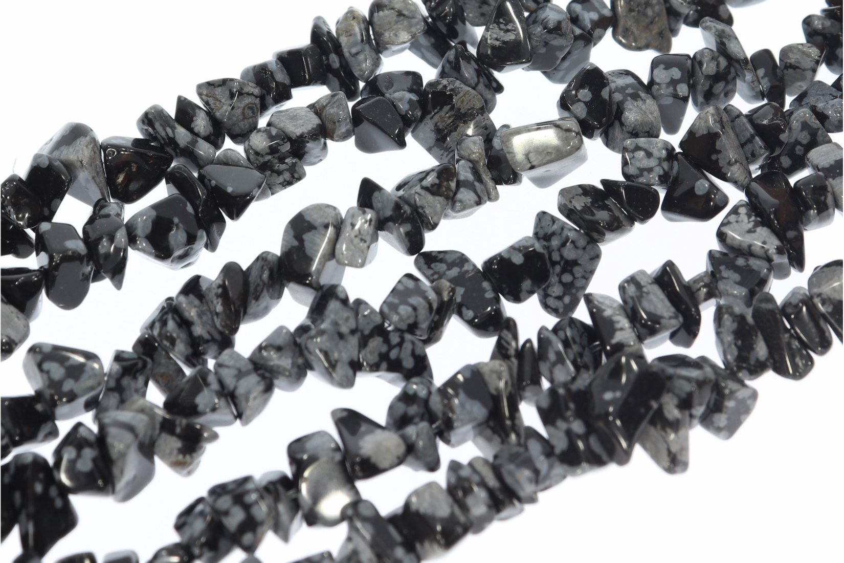 Schneeflocken Obsidian Splitter Strang 40cm 7-11mm - Schmuck basteln