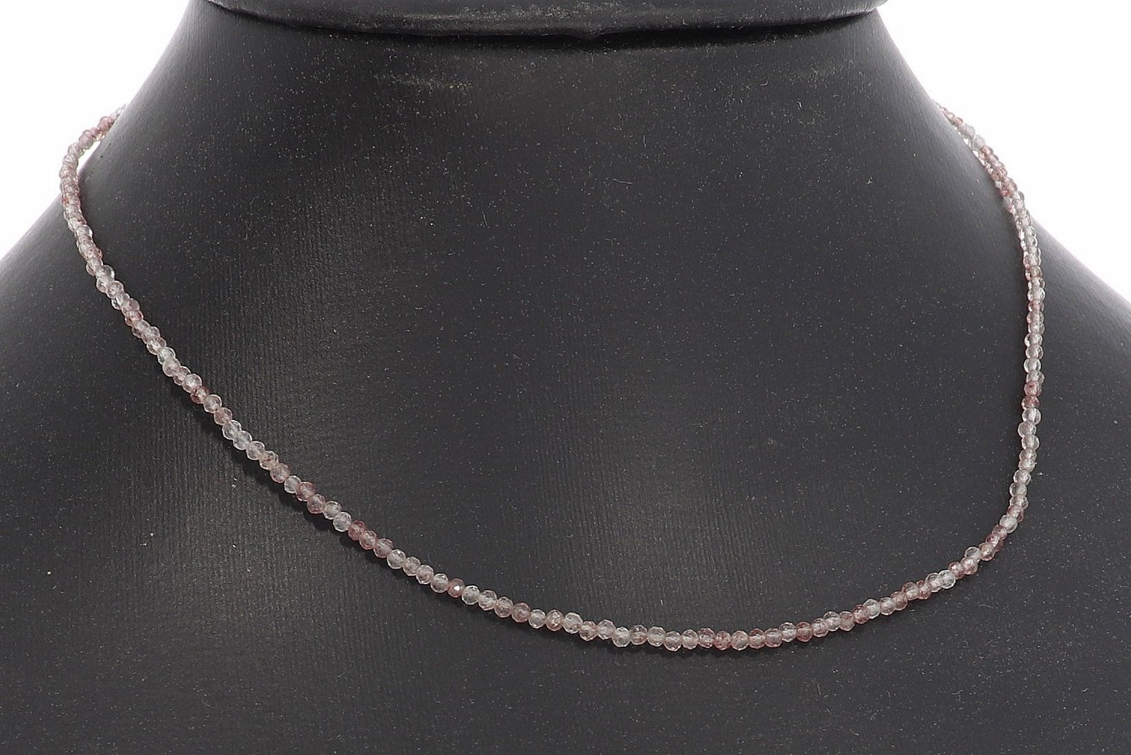 Erdbeerquarz Kugel Halskette facettiert Silber farben 2mm - 40-45cm Kettenverlängerer KK329