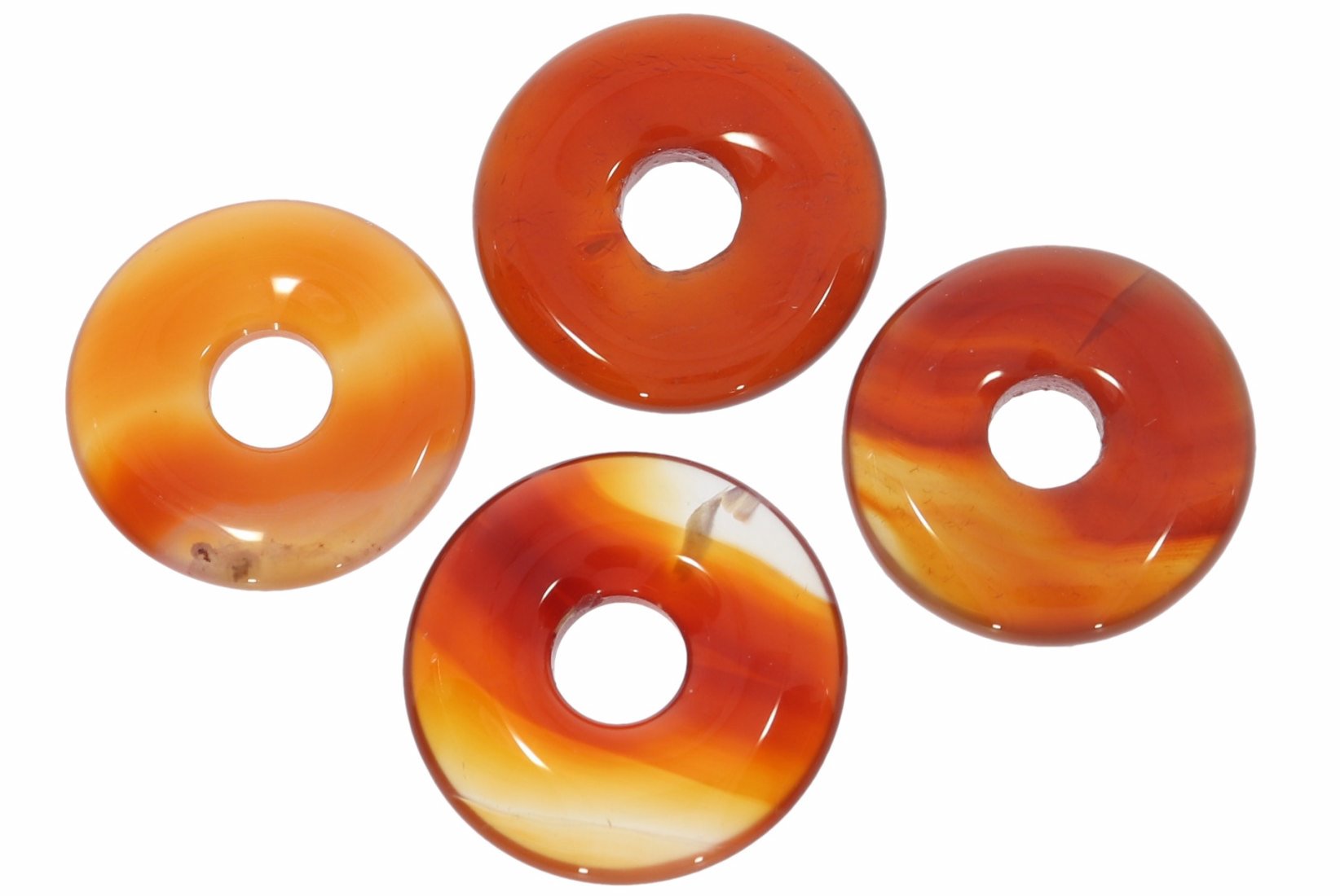 Karneol Donut Schmuck Anhänger 20mm & Donut Halter Silber HS1576