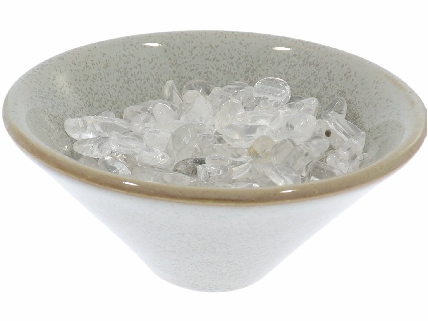 100mm Schale Keramik - hellgrau - Hämatit Bergkristall Amethyst Chips Be- und Entladen Steinreinigun