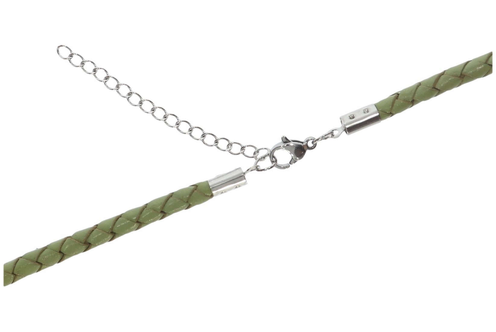 Bola Lederband grün 4mm Halskette & Silber Karabiner Größe 38-100cm - LA03