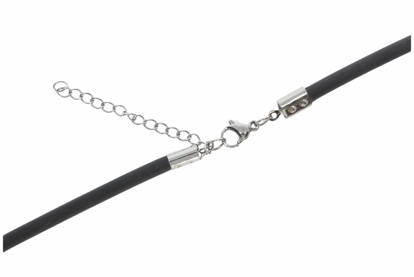 Kautschuk schwarz 4mm Halskette & Silber Karabiner Größe 38-100cm - LA01
