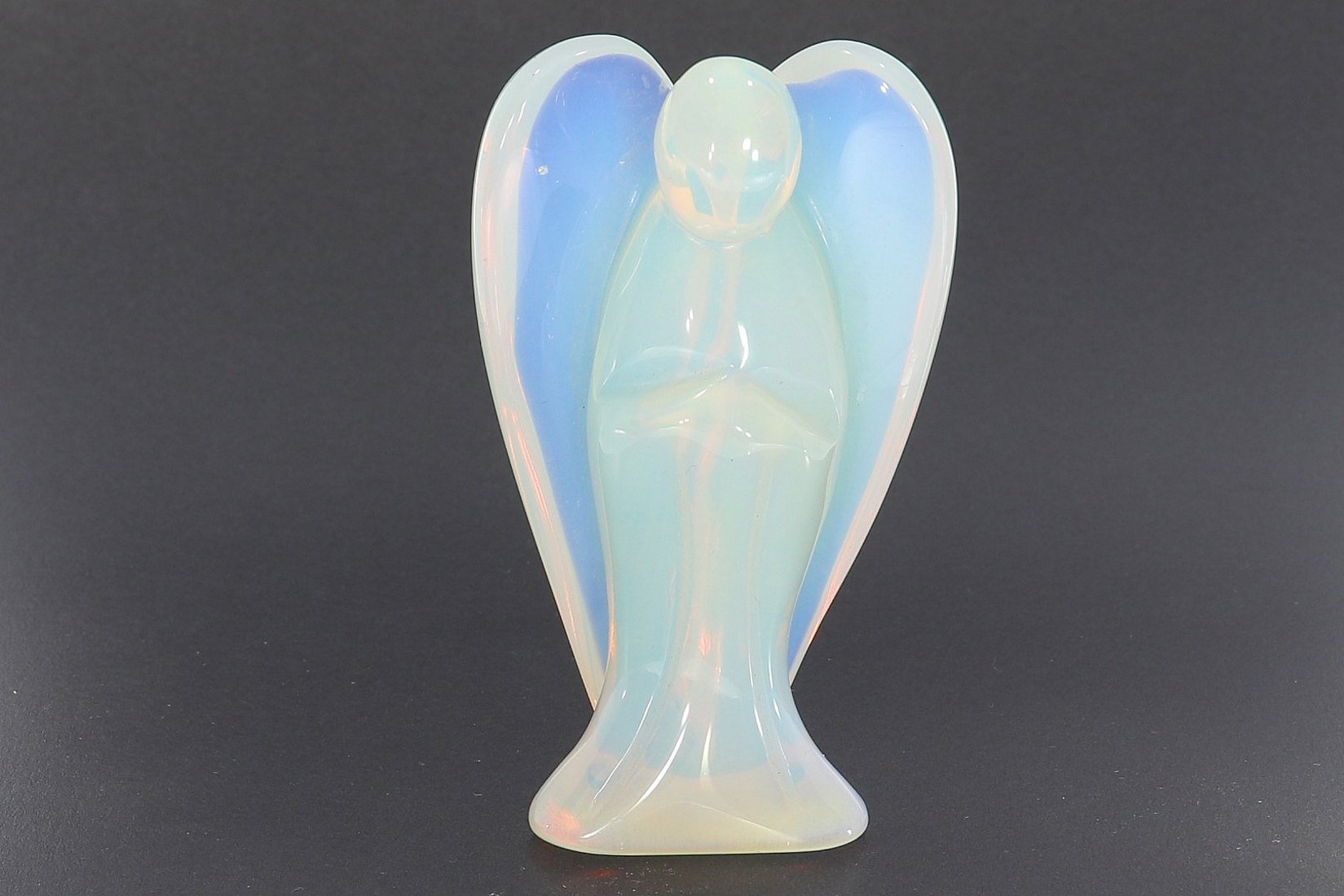 Unikat Schutzengel Engel Gravur Statue Opal glas opalith 75mm - 39858
