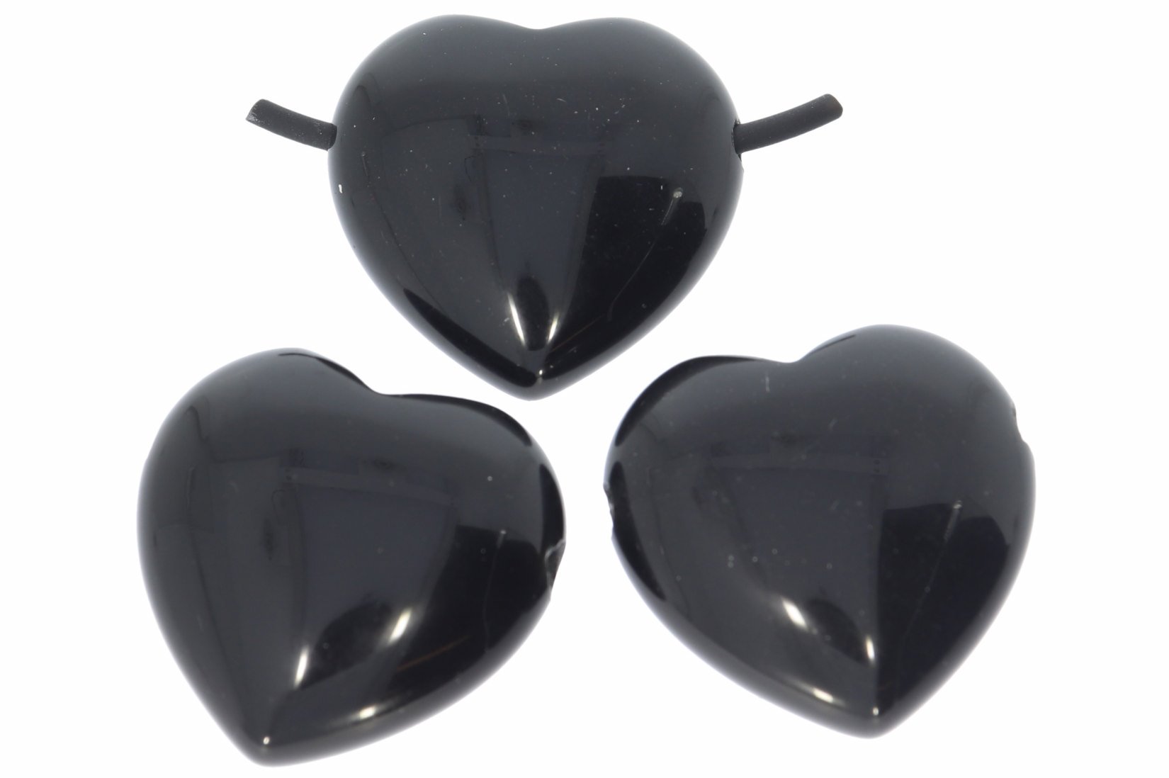 Obsidian schwarz Herz Schmuck Edelstein Mineralien Anhänger gebohrt 30x30mm HS182