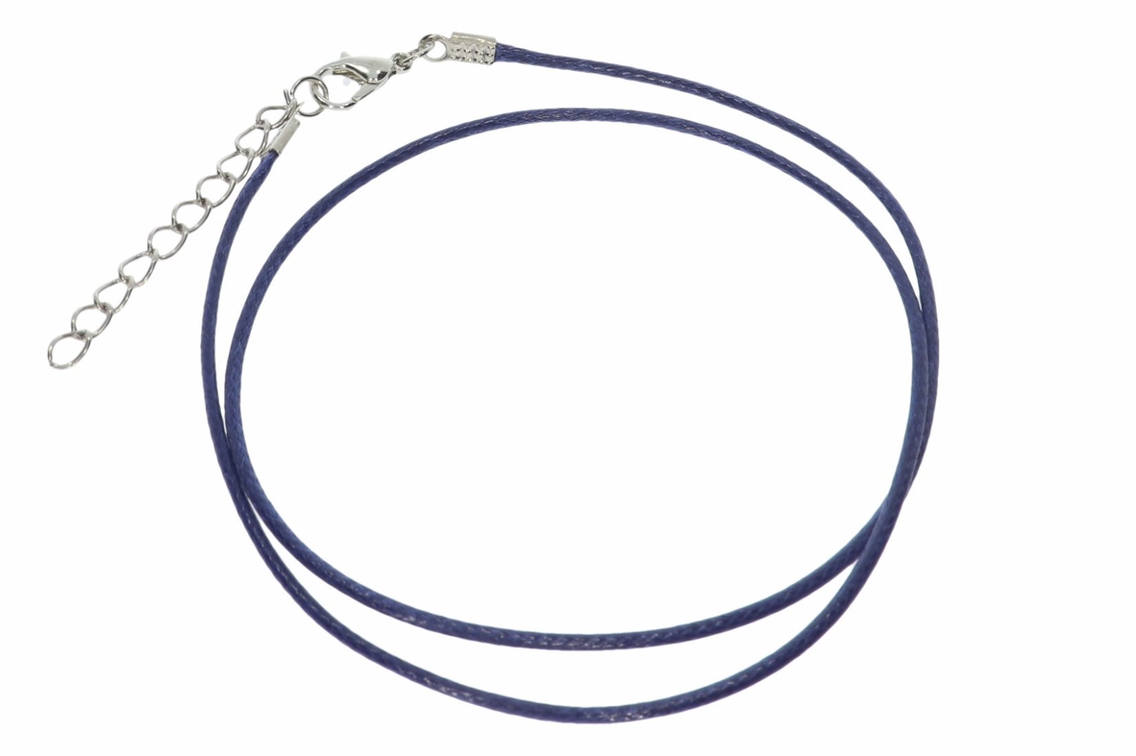 Königsblau - Baumwollband Halskette mit Edelstahl Karabiner 45-50cm - A240H