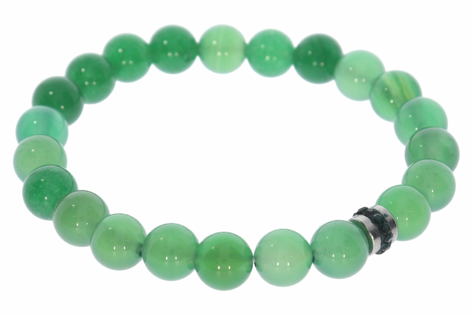 Achat grün Kugel Stretch Armband Strass grün - individuelle Größe AB85