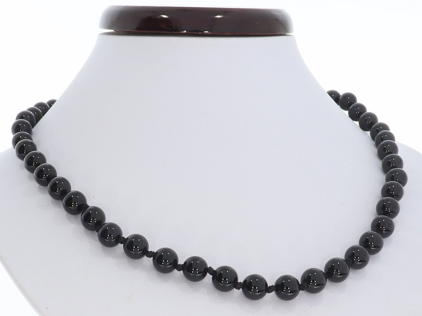 Obsidian schwarz Kugel Edelstein Schmuck Halskette silber farben 8mm/ 48cm KK254