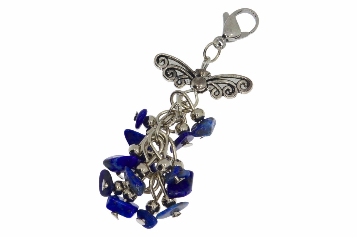 Lapis Lazuli - Schmetterling und Edelsteine - Schmuck Anhänger Silber farben HS458