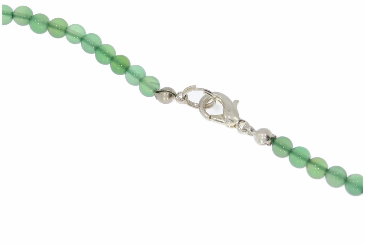 Achat grün  Kugel Halskette silber farben 4mm/ 45-48cm Kettenverlängerung KK203