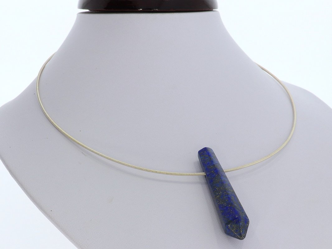 Lapis Lazuli Spitze Spitzen Anhänger 50-55mm gebohrt inkl. Lederband - ZB113