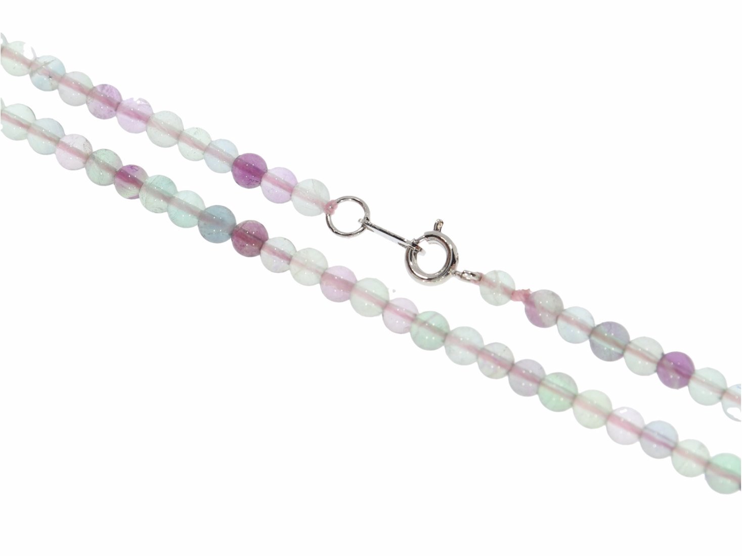 Regenbogen Fluorit Kugel Halskette silber farben 4mm/ 45-48cm Kettenverlängerung KK240